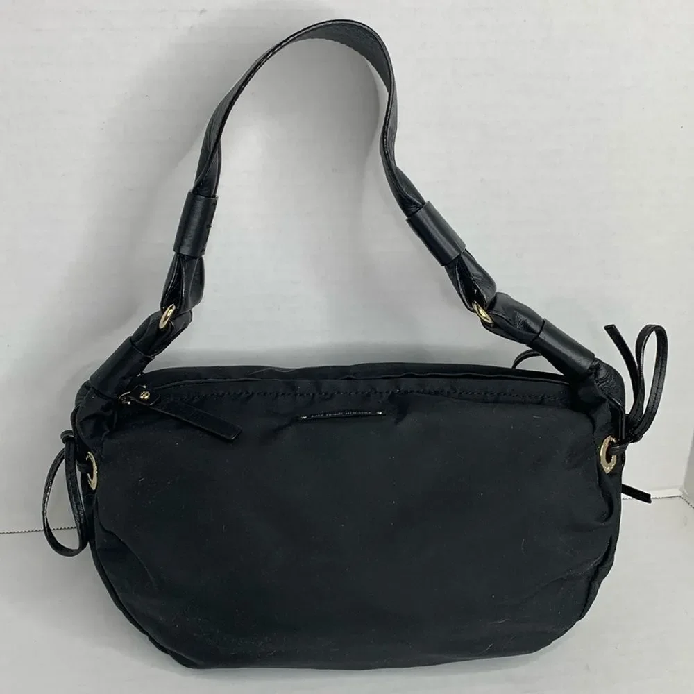 Kate Spade black nylon leather hobo shoulder bag